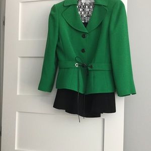 Tahari suit.  Green and black. Very stylish!